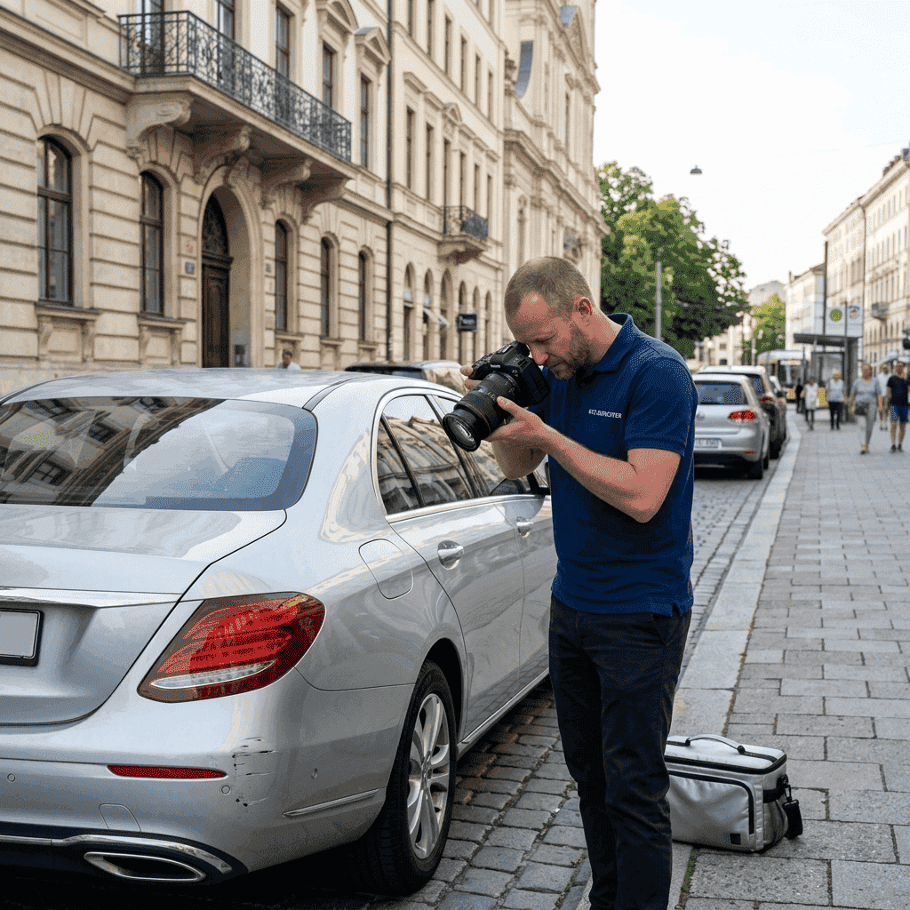 Unfallgutachten München – Caring Kfz-Sachverständiger dokumentiert Unfallschaden